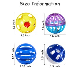 HEUHAI 5 Pack Cat Toys Balls Indoor Kitten Interactive Play Set with Bell for Chewing Chasing and Mental Stimulation (1.5'')