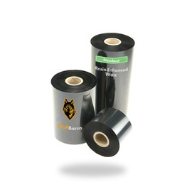 6 Rolls Wolfbarco 4.33" x 1345' (110mm x 410m) Standard Thermal Transfer Wax Ribbon for Label & Barcode for SATO, Core Size 1", CSI (Coated Side in)