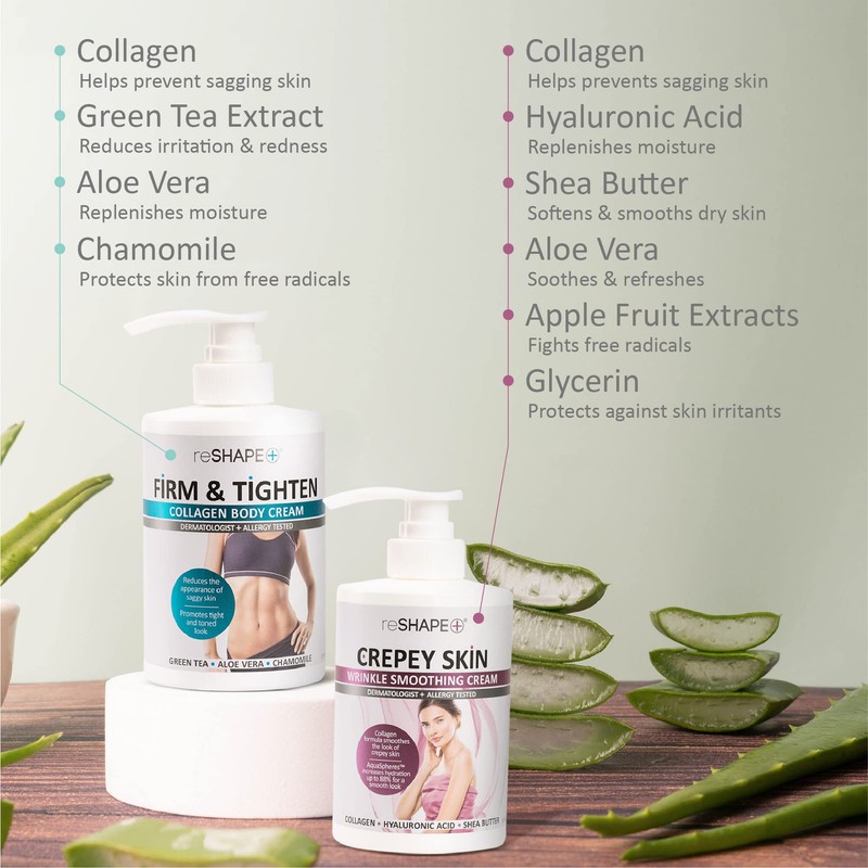Reshape Collagen Body Cream + Crepey Skin Treatment Lotion Moisturizer