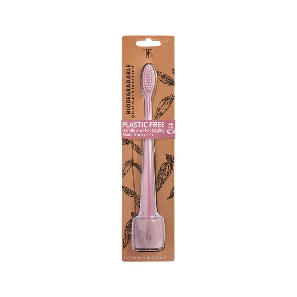 The Natural Family Co Bio Toothbrush with Stand Rose Quartz