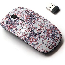 2.4G Wireless Mouse with Cute Pattern Design for All Laptops and Desktops with Nano Receiver - Damask Paisley Floral