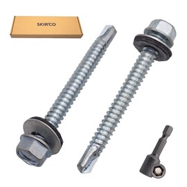 SKIR'CO Pack of 50 Galvanised Roofing Screws 6.3 x 60 mm Hex Head DIN 7504-K Self Drilling Screws with EPDM Sealing Washers