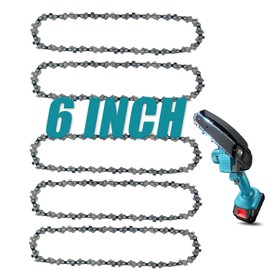6 Inch Chainsaw Chain, 5 Pieces Replacement Chains for All 6-inch Cordless Electric Portable Mini Chainsaws, Durable Carbon 6Inch Chainsaw Chains for Pruning Shears and Wood Cutting