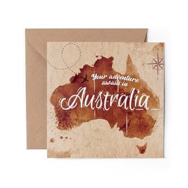 1 x Australia Greeting Card - Australian Map Down Under Flag Travel Travelling Holiday Landmarks Oz Gap Year Student Celebration #81596