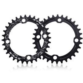 Narrow Wide Chainring 104 BCD Bike Chainring 32/34/36/38T Single Chainring, Mountain Bike ycle Single Speed Crank Chain Ring Repair Parts for Road Bike, Mountain Bike, BMX MTB Bike(32T Black)