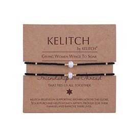 KELITCH 2 Pcs Pearl Friendship Bracelets Miyuki Beaded Woven Lovers Strand Bracelets Bangles Gifts
