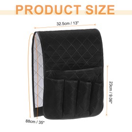 sourcing map 1 Pcs Recliner Armchair Caddy, Couch Armrest Organizer with 5 Pockets for Bedside Sofa Remote Control Holders Magazine Phone Book Glasses (Black, 35"x13")