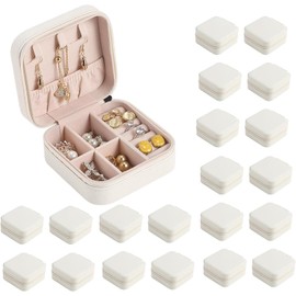 20 Set Organizadora de Joyero de Viaje, Alajeros Joyeria Mujer, Portátil Alhajeros Joyeria Mujer, Set de Joyeros Pequeños, Apto Para Anillo Pendientes Collar Pintalabios Joyero (Blanco)