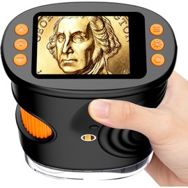 1000X Coin Microscope with Lights, Digital Handheld Coin Magnifier with 8 Adjustable LED Light, Portable Rechargeable Pocket Microscope Compatible with