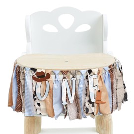 Cow 1st Birthday Tassel Highchair Banner, Quality Wood Beads, 6 Colored Tassels, Handmade Decorations, Baby Shower, Birthday, Unisex, Children's Party Supplies