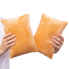 1 MIDDLE ONE 2 Pack Small Pillow, Memory Foam Mini Pillow 11 X 7 Inches for Travel, Sleeping, Nap and Neck, Knee, Lumbar Support, Tiny Cushion for Pet, Dogs (Camel)