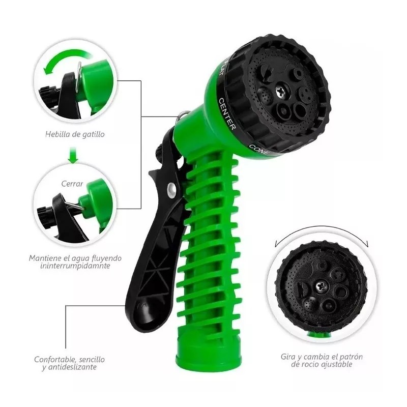 Espinope Manguera Expandible Compacta Retractil Jardín Con Pistola