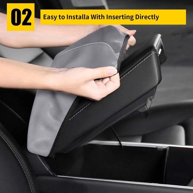 AOMSAZTO Grey Armrest Console Cover for Civic 2012-2015 Honda Middle