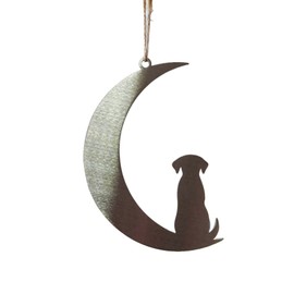 Image Industry Dog Silhouette Steel Moon Crescent - Hanging Ornament - Pet Memorial - Dog Lovers