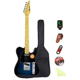 Bullstar Electric Guitar Beginner Kit TL Series, Full-Size Paulownia Wood Body, C-Shape Neck, Guitarra Electrica, Accessories Pack Guitar Bag MS110 (blue)