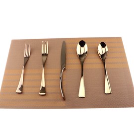 Uniturcky Silversmiths 20 Piece Beacon Flatware Set, Copper Mirror/Rose Gold, Service for 4
