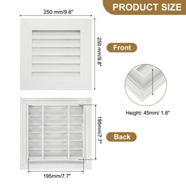 PATIKIL 8" x 8" Aluminum Return Grille, Air Supply Vent Cover Linear Bar Ventilation Grille for Sidewall Wall Ceiling HVAC System, Outer Size: 9.8" x 9.8", White