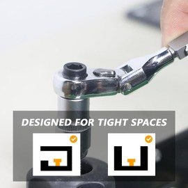 Cosmedge 2 in 1 Flex Head Ratchet Wrench for Leatherman Accessories,1/4 Inch Mini Bits Adapters for Socket & Bit Driver,72-Tooth Gear Stubby Ratchet Wrench