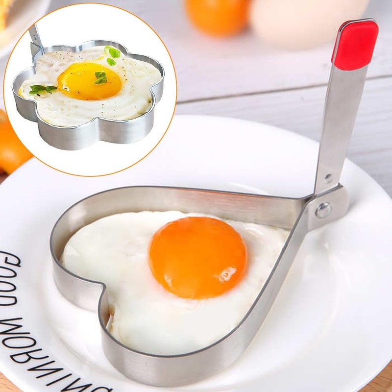 2 Pcs Stainless Steel Egg Rings with Anti Heat Handle