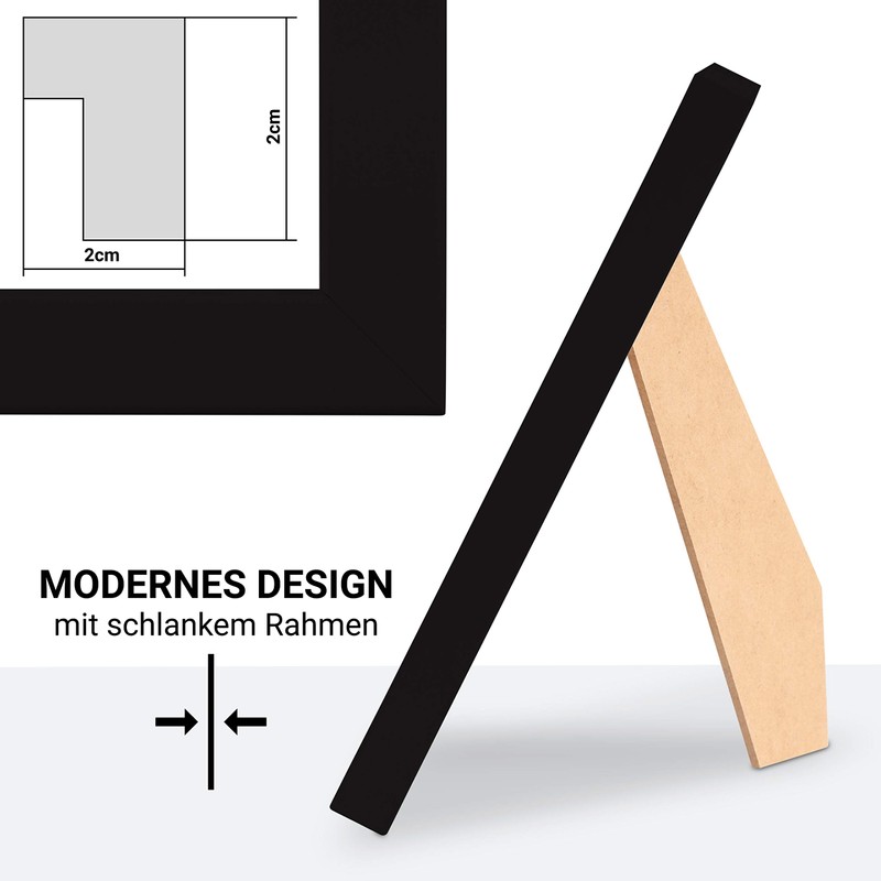 CABBEL Picture Frame 20 x 20 cm, Black, Sturdy MDF