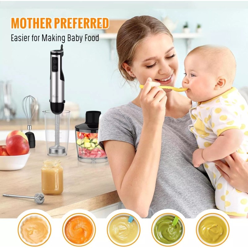 MOOKA 1100W 5-in-1 Immersion Hand Blender Handheld Stick Blender 12