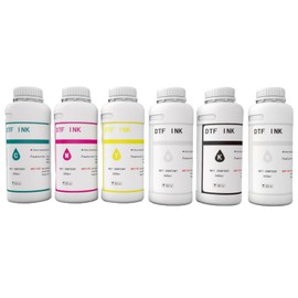 PUNEHOD DTF Ink 3000ML - Premium DTF Transfer Ink for PET Film, Refill Ink for DTF Printer L1800 L805 L800 DX5 DX7 XP600 I3200 TX800, Heat Transfer Printing Direct to Film, 6 * 500ml (CMYKW+White)