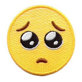 Pleading Face Emoji Patch Begging Hope Embroidered Iron On