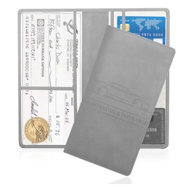 Car Registration and Insurance Holder,PU Leather Car Glove Box Organizer Car Document Holder for ID,Driver's License,Universal Car Organizer Car Accessories for Women/Men(Gray)