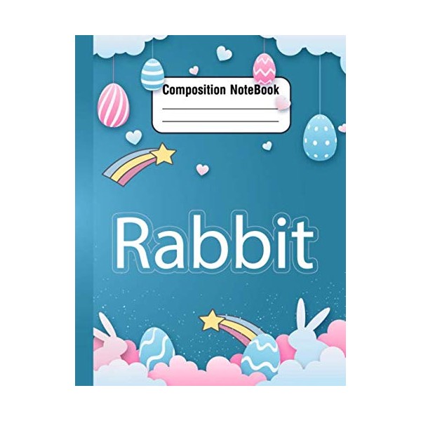 Rabbit Composition Notebook: Bunny Blue sky Funny Pattern Wide Ruled