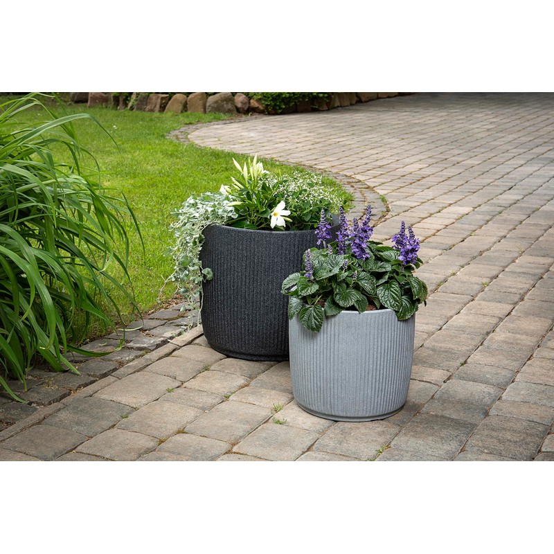 Scheurich Linetto 30 Stony Grey Round Planter/Planter/Planter, Made with Recycled