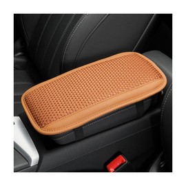 CGEAMDY Leather Car Centre Console Armrest Cushion, Four Seasons Universal Car Centre Armrest Cover, Breathable Car Centre Console Cushion (Brown)