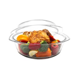 Simax Casserole Dish with Lid, 3.5 Quart Round Glass Casserole Dishes for Oven with Lid and Handles, Baking Dishes for Oven, Covered Bowl for Cooking, Baking, Serving, Microwave, Dishwasher, and Oven Safe Cookware