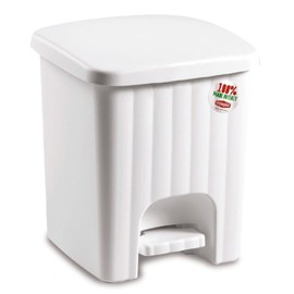 Stefanplast Pedalina Square Dustbin, White, 4.5 Litre