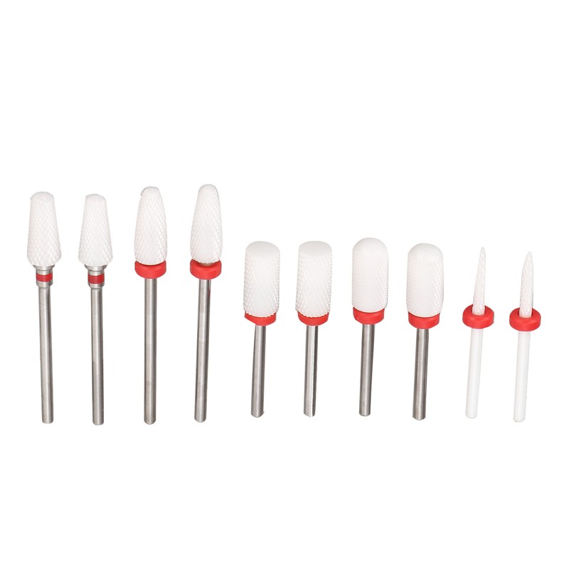 10pcs Nail Art Drill Bits Set Remove Nail Glue Stainless