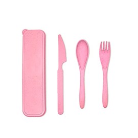EcoGreen® - Set de Cubiertos Fabricados de Paja de Trigo, Incluye: Cuchara, Tenedor y Cuchillo, Cubiertos de Viaje u Oficina, 100% Biodegradables y Ec
