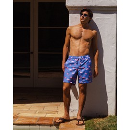 MaaMgic Mens Short Swim Trunks Quick Dry Swimming Shorts Print Bathing Suits with Mesh Lining,Flamingo-1,Medium