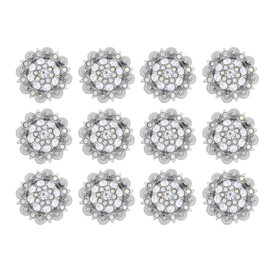 Conchos de bayas con tornillos de metal y flores con diamantes de imitación (12 unidades), Color8, Pequeño, 1