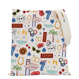 POFULL Las Vegas Bachelorette Party Gift Las Vegas Trip Gift Poker Dice Lover Gift Las Vegas Souvenir Vacation Tote Bag (Welcome Las Vegas CA)