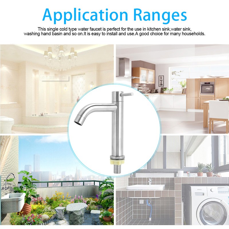 G1/2in Male Thread Stainless Steel Water Faucet Undercounter Single Cold