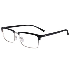 OCCI CHIARI Black Reading Glasses for Men Semi Frame Stylish Reader 0 1.0 1.25 1.5 2.0 2.25 2.5 3.0 3.5 4.0 5.0 6.0(Black,1.5)
