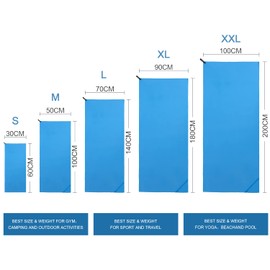 Eono Microfibre Towel, Perfect Sports, Travel, Beach Towel, Fast Drying - Super Absorbent - Ultra Compact. Great for Camping, Gym, Beach, Swimming, Backpacking