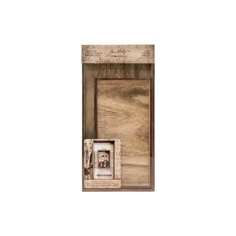 Tim Holtz Vignette Tray, Wood, Brown, 30.5 x 15.3 x