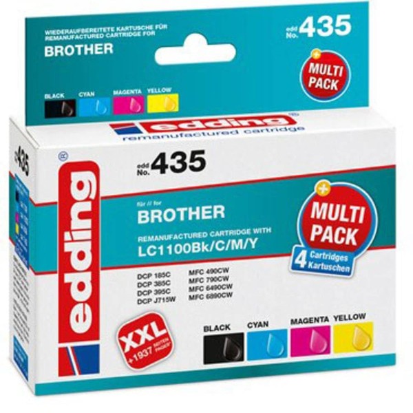 edding Ink Cartridge Replaces Brother LC-1100BK, LC-1100C, LC-1100M, LC-1100Y Compatible