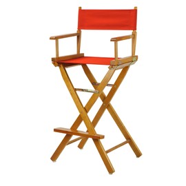 Casual Home 30" Director's Chair Honey Oak Frame-with Red Canvas, Bar Height