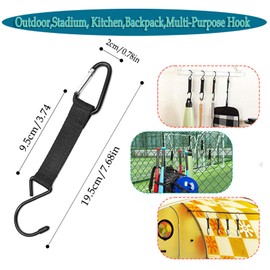 Zittop 2 pcs Fence Hooks for Outdoor, Stadium, Kitchen, Backpack, Nylon Safety Buckles Metal Fence Hooks Multi-Purpose Hook (Black)