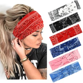 Norbiarz 6pcs Boho Bandanas Unisex Headband Handkerchiefs For Women Men Boys Girls Bandana Red Black White Blue Brown Green Bandanas Headbands Party Outdoor Favor Scarf