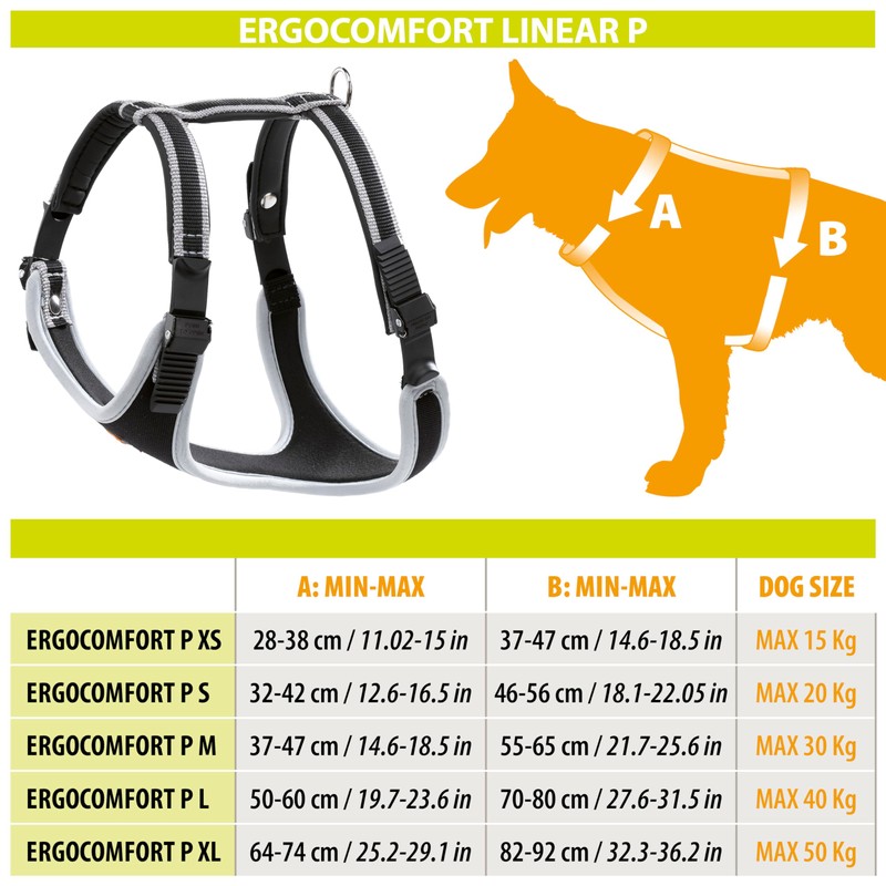 Ferplast Medium Size Dog Harness ERGOCOMFORT MEDIUM, Adjustable Dog Harness,