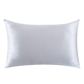 Ethlomoer Natural Pure Silk Pillowcase for Hair and Skin, Both Side Mulberry Silk, Hypoallergenic, 600 Thread Count, Luxury Smooth Pillowcase with Hidden Zipper, 50 x 75 cm 1pc, Light Grey