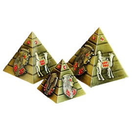 Guador Bronze Pyramid Model, 3pcs/Set Figure Model Egyptian Pyramid Statue Bronze Vintage Sculpture Office Ornament Souvenir Gift (Bronze Color)