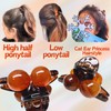 6 Pcs Amber Cherry Medium Hair Clips，Arc and Double Row